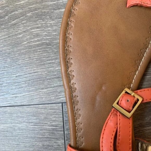 Aldo Women's T-Strap Flat Sandals Braided Coral Pink 7 Resort beach vacation - Picture 8 of 16